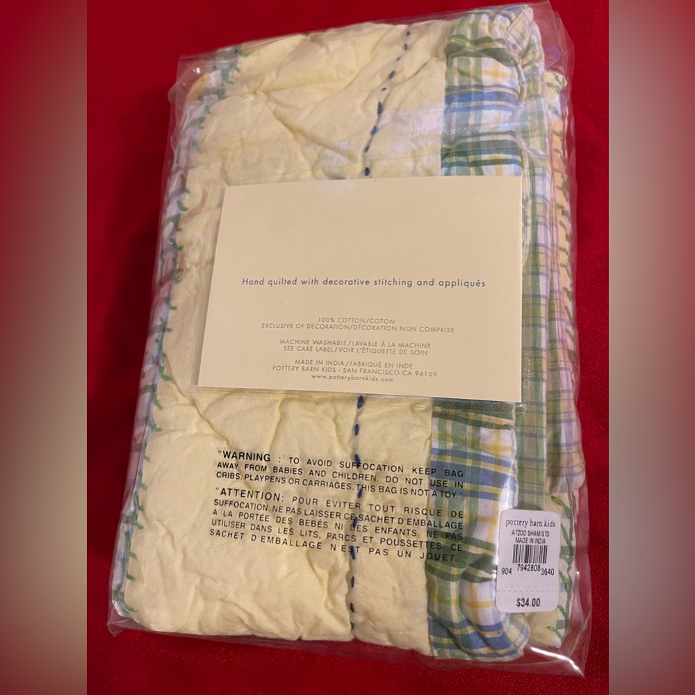Pottery Barn Kids Quilted Sham Alphabet & Hippo Pillowcase - Picture 8 of 12